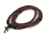 108 Jasper and Onyx Japa Mala Beads Meditation Necklace with Wood Guru Bead