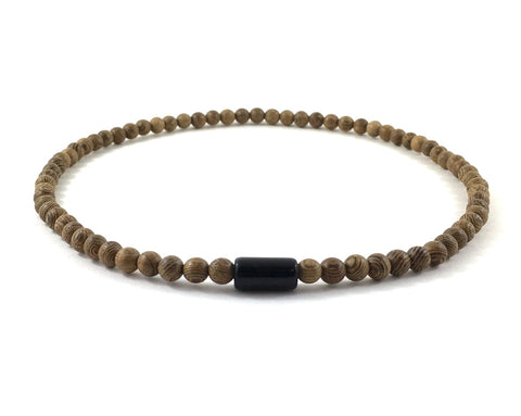 Sandalwood and Dragonglass, Obsidian Mala Necklace, Mens Inspirational Jewelry, Sandalwood wood beaded necklace with obsidian stone for protection, strength, balance, meditation, healing chakra necklace 