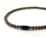 Dragonglass Obsidian and Sandalwood wood beads Mala Necklace, Sandalwood wood beaded necklace with obsidian stone for protection, strength, balance, meditation, healing chakra necklace 