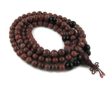 108 Jasper and Onyx Japa Mala Beads Necklace with Wood Guru Bead, Meditation Necklace