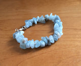 Keep calm Aquamarine nuggets natural gemstone bracelet with sterling silver beads and clasp, talisman jewelry,, positivity vibe jewelry