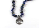 Lapis lazuli necklace lanyard with tree of life pendant chakra necklace wedding meaningful inspirational bohemian jewelry 