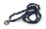 Lapis lazuli necklace lanyard with tree of life pendant, bohemian jewelry fashion statement 