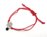 Kabbalah Good Luck Evil Eye Red String Bracelet with Obsidian Sterling Silver Charm and Celtic Endless Love Knot Pendant Gift for Couples, Protection, Good Luck Bracelet, String of Fate 