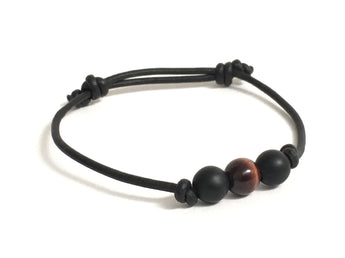Tiger eye onyx adjustable leather bracelet, chakra healing crystals bracelet for men, women, Valentine Day gift 