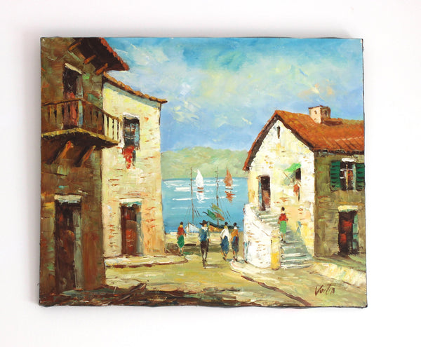 Village By The Sea Painting - Original Landscape Painting On Canvas