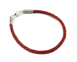 Leather bracelet, red bracelet, chilli pepper red borolo braided leather bracelet for men, women, couples, wedding