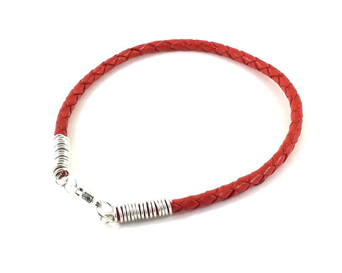 red Leather bracelet, red bracelet, chilli pepper red borolo braided leather bracelet for men, women, couples, wedding