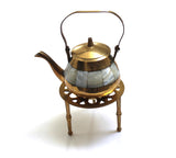 Copper and mother of pearl teapot with stand, copper teapot home decoration, gifts for home and office