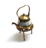 Miniature copper and mother of pearl teapot with stand, copper teapot home decoration, gifts for home and office