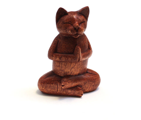 Lifestyle Meditating zen yoga cat wooden sculpture, Athenais Jewelry, Athenais Emporium, Lifestyle Collection gifts