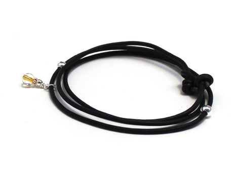 Citrine Gemstone Charm on Leather Wrap Bracelet and Necklace