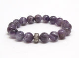 Purple Amethyst Chakra Mala Bracelet Worry Beads & Evil Eye Lotus Sterling Silver Bead