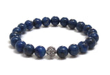 Chakra Healing Jewelry Blue Lapis Lazuli Mala Bracelet with Wirework Sterling Silver Bead