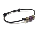 Balance. Protection. Strength. ~ Amethysts and Pyrites Leather Bracelet