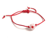 Red string of fate bracelet with white flower Murano glass bead for couples bracelets, wedding friendship promise bracelets