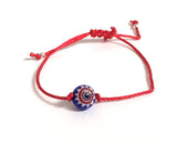 Blue red flower Evil eye Murano glass bead red string bracelet for couples bracelets, Lucky symbol protection energy healing chakra jewelry, Coachella festivals 