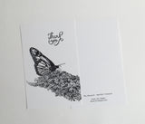 Monarch butterfly thank you card, blank greeting art card, print of Monarch butterfly sketch notecard, blank note card