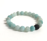 Natural raw stones Amazonite chakra healing crystals mala bracelet with lava rock essential oil diffuser bead bracelet with sterling silver heart charm by Athens Jewelry Art