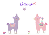 Pink and purple Llama cards, all purpose cards for birthdays, invitations, cards for kids, and students