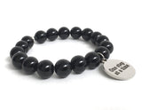 Chakra crystals jewelry healing stones onyx beaded bracelet, One Step At A Time Inspirational Chakra Healing Stones Mala Bracelet, Charm bracelet for men and women