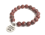 Jasper stones chakra mala bracelet with motivational inspiring quote The struggle is part of the story stainless steel charm, sterling silver beads