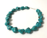 Bold chunky choker necklace chakra necklace with turquoise and sterling silver clasp