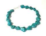Bold chunky collar necklace with chakra healing turquoise magnesite and sterling silver