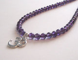 Purple Amethyst Necklace with Silver Plated Pewter OM Pendant and Sterling Silver Beads, Meditation, Prayer, Namaste