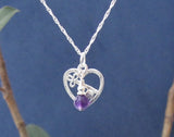 Key to Your Heart and Amethyst Gemstone Charm Sterling Silver Necklace