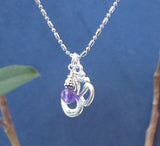 Amethyst Gemstone Sterling Silver Charm, Om Pendant Necklace, Birthstone Jewelry Meditation, Inspiration