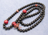Meditation 108 Beads Japa Mala - Onyx, Tiger's Eyes, Buddha Lotus Wood Bead