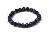 Healing bracelet with semi precious gemstones jewelry, dark blue sodalite chakra bracelet with bali sterling silver beads