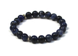 Blue sodalite chakra bracelet with bali sterling silver beads, mala bracelet, couples bracelets 