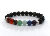 7 Chakras Gemstones Mala Beads, Inspiring Beaded Bracelet with Amethyst, Tiger eye, Obsidian, Jasper, Amazonite, Lapis Lazuli