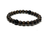 Natural brown wood beads bracelet with onyx stones guru beads chakra bracelet , men bracelet strength  success