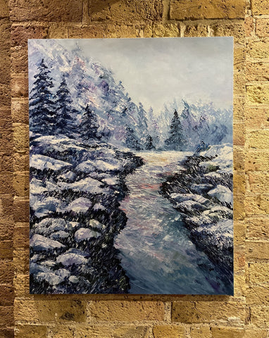 Winter's Cheer - Canadian Winter Landscape Painting (Print on Canvas 16" x 20" x 1")