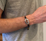 Large bold Celtic Infinity Knot leather bracelet, chakra stones charm bracelet, couples bracelet , Scottish symbol jewelry, Irish jewelry, Large bold infinity endless love know pendant bracelet for men and women