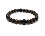 Chakra Healing Onyx stones guru beads cwith wood beads chakra bracelet , men bracelet focus, meditation beads, prayer beads