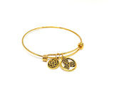 Celtic Pendant gold bangle bracelet with Triskele charm, Infinity Knot charm  for women and men, Celtic jewelry, Couples bracelets, Talisman jjewelry, Triple spirals, 3 elements spiritual growth