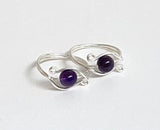 Chakra stone rings, Amethyst ring, chakra gemstone ring, Promise rings for couples, Evil eye handmade artistic wire wrapped silver ring