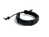 Men leather bracelet Horseshoe shape with gemstones, choice of onyx, tiger eye, obsidian, talisman luck jewelry for men