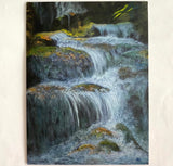 Waterfalls painting, Original landscape painting by Canadian artist, Nature painting , streams small waterfall water flowing over rocks 
