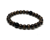 Men jewelry onyx bracelet with  natural dark brown wood beads bracelet , chakra bracelet , men bracelet protection  success