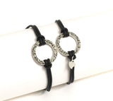 Celtic Spirals Infinity Leather Bracelet with sterling silver heart charm couples bracelets Athenais Jewelry