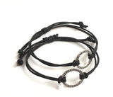 Celtic Spirals Infinity Leather Bracelet with sterling silver heart charms couples bracelets